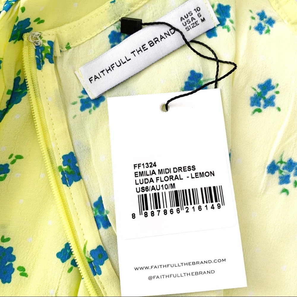 Faithfull The Brand Emilia Lemon Floral Midi Dress - Picture 9 of 16